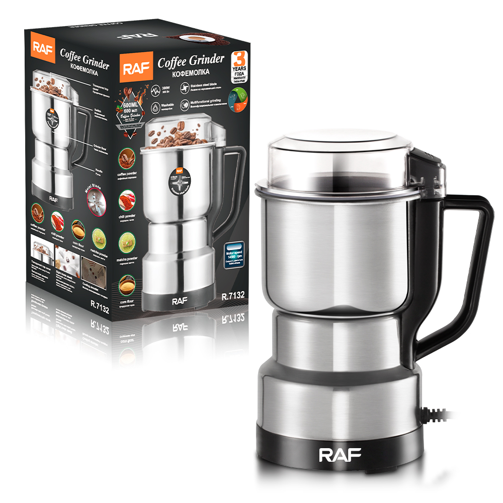 RAF R.7132 - Coffee Grinder, Stainless Steel Blades and Multifunctional Grinder